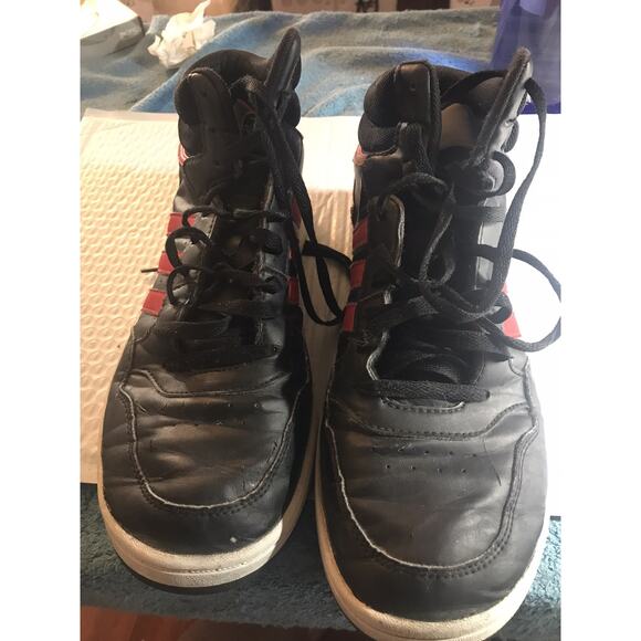 Size 10.5 - adidas Hoops 3.0 Mid Black Scarlet - Picture 2 of 9